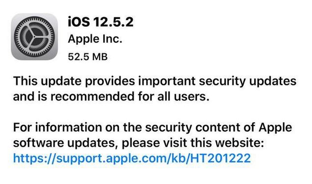 龙里苹果手机维修分享iOS12.5.2发布，建议所有老苹果用户安装 